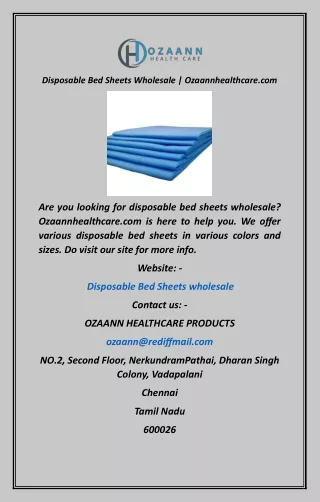 Disposable Bed Sheets Wholesale  Ozaannhealthcare