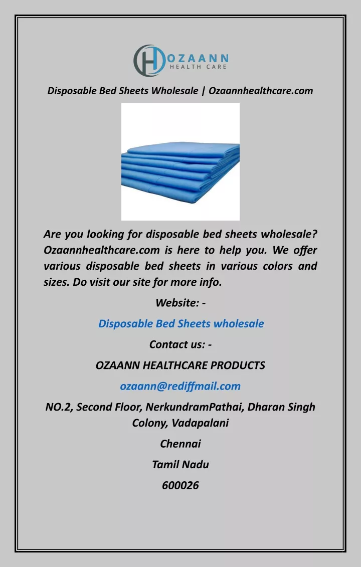 disposable bed sheets wholesale ozaannhealthcare