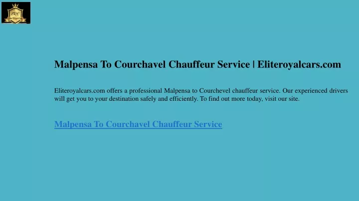 malpensa to courchavel chauffeur service