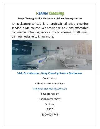 Deep Cleaning Service Melbourne  Ishinecleaning.com.au