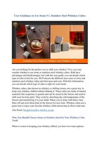 Guide  To Use Stone Vs. Stainless Steel Whiskey Cubes