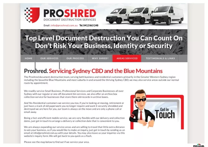 email info@proshred com au tel 0412 863 248