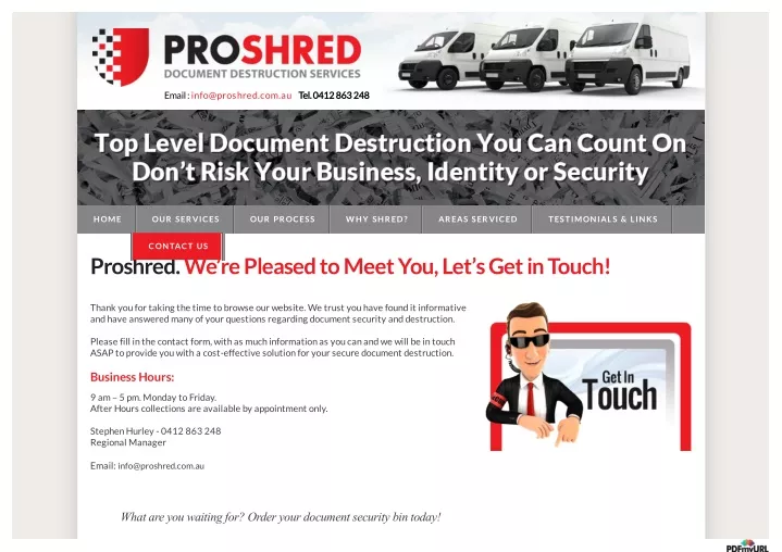 email info@proshred com au tel 0412 863 248