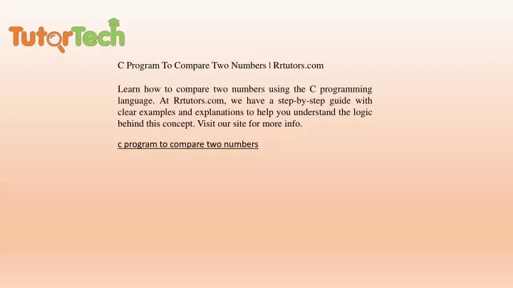 c program to compare two numbers rrtutors com