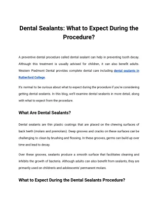 Dental Sealants_ What to Expect During the Procedure