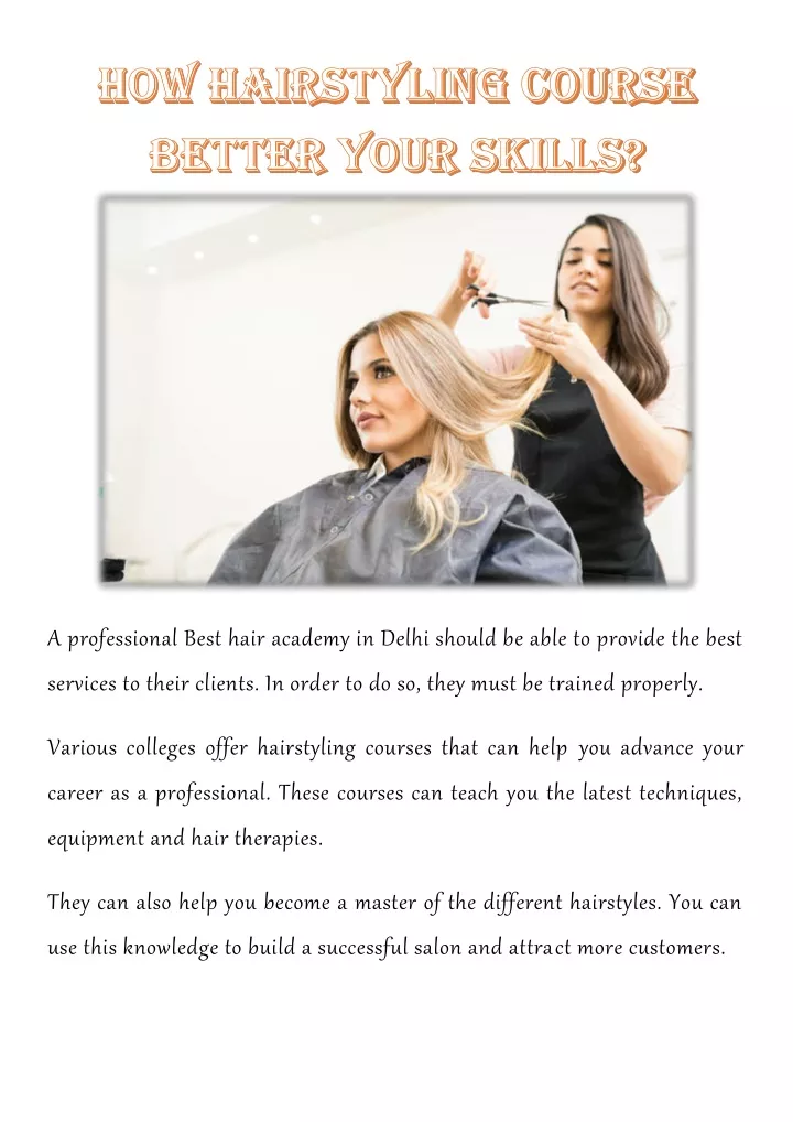 a professional best hair academy in delhi should