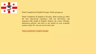 Study Completely In English Georgia  Study-georgia.ge