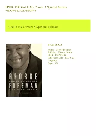 EPUB / PDF God In My Corner A Spiritual Memoir ^#DOWNLOAD@PDF^#