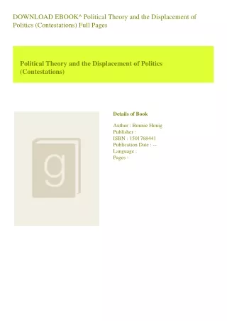 DOWNLOAD EBOOK^  Political Theory and the Displacement of Politics (Contestation