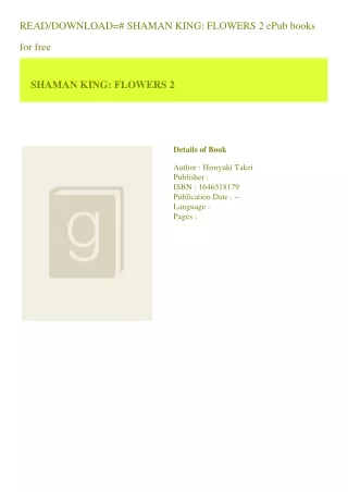 READ/DOWNLOAD=# SHAMAN KING FLOWERS 2 ePub books for free