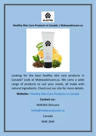 Healthy Skin Care Products in Canada  Makwaskincare.ca