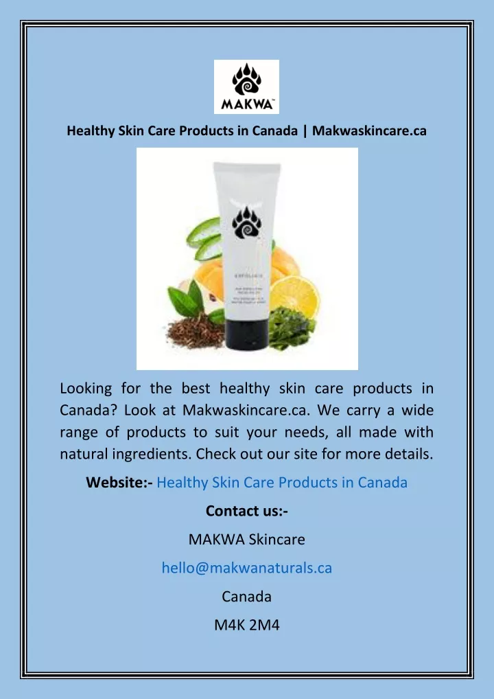 healthy skin care products in canada