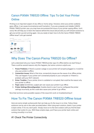 canon pixma tr8520 offline tips to get your