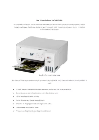 how to print on epson eco tank et 2800