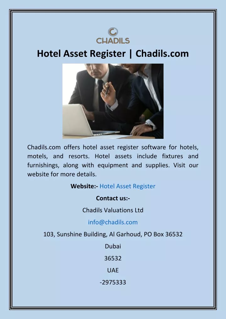 hotel asset register chadils com