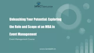 Scope of Event Management for MBA and Its role in Management