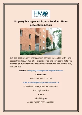 Property Management Experts London  Hmo-peaceofmind.co.uk