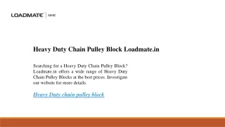 heavy duty chain pulley block loadmate in