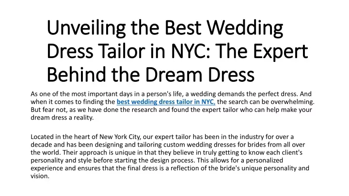 unveiling the best wedding dress tailor in nyc the expert behind the dream dress