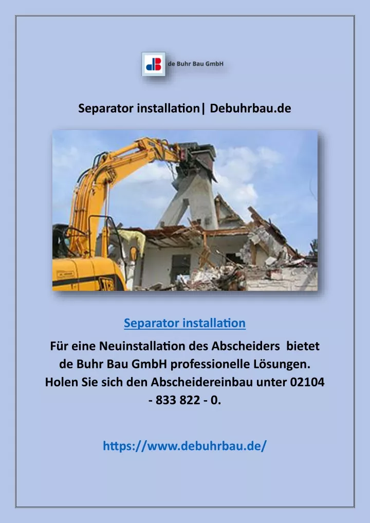 separator installation debuhrbau de