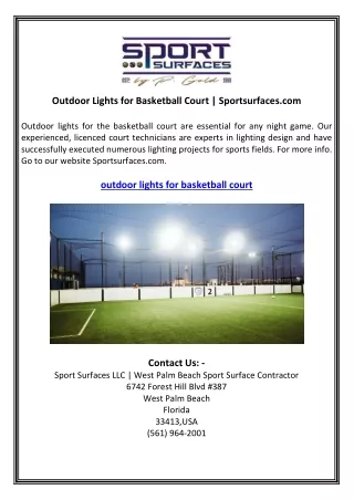 Outdoor Lights for Basketball Court  Sportsurfaces.com