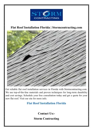 Flat Roof Installation Florida | Stormcontracting.com
