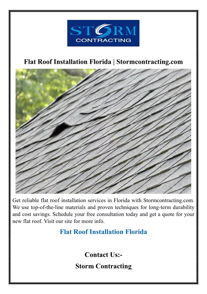 flat roof installation florida stormcontracting