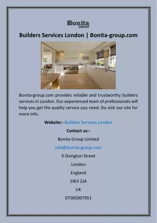 Builders Services London  Bonita-group
