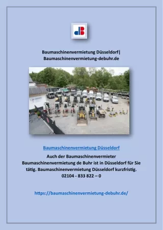 Baumaschinenvermietung Düsseldorf| Baumaschinenvermietung-debuhr.de