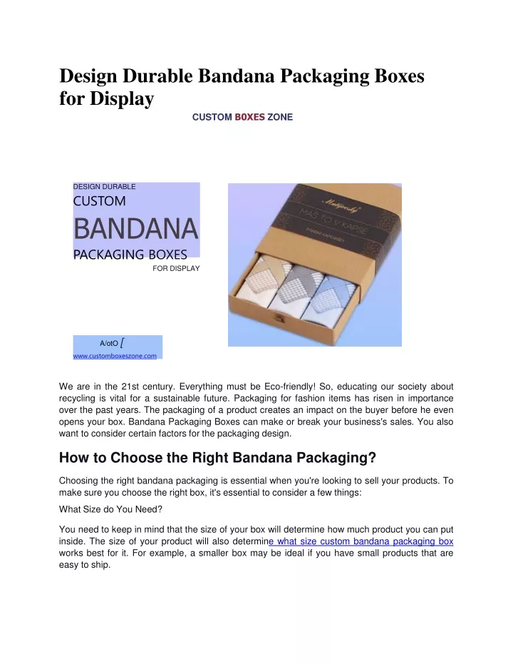 design durable bandana packaging boxes