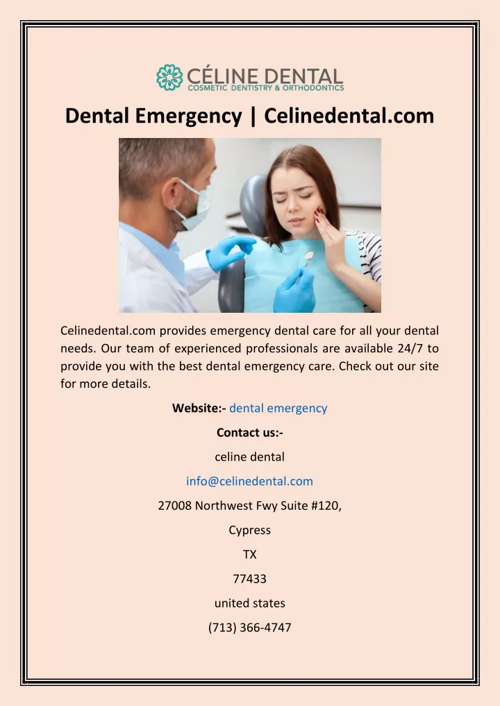 dental emergency celinedental com