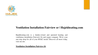 Ventilation Installation Fairview or | Hajekheating.com