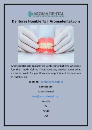 Dentures Humble Tx  Aromadental