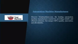 Automation Machine Manufacturer  Triadmachines.com
