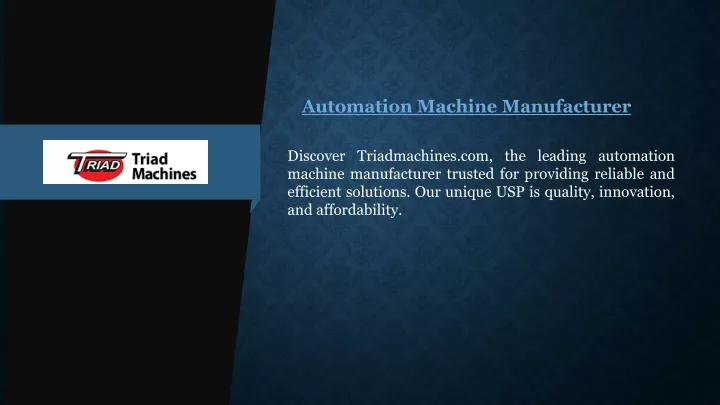 automation machine manufacturer
