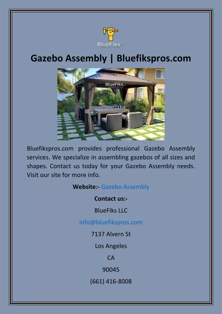 gazebo assembly bluefikspros com