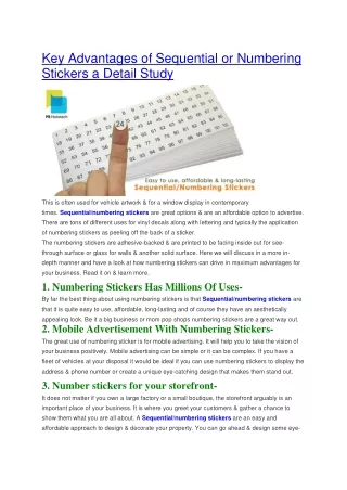 key advantages of sequential or numbering