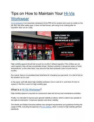tips on how to maintain your hi vis workwear