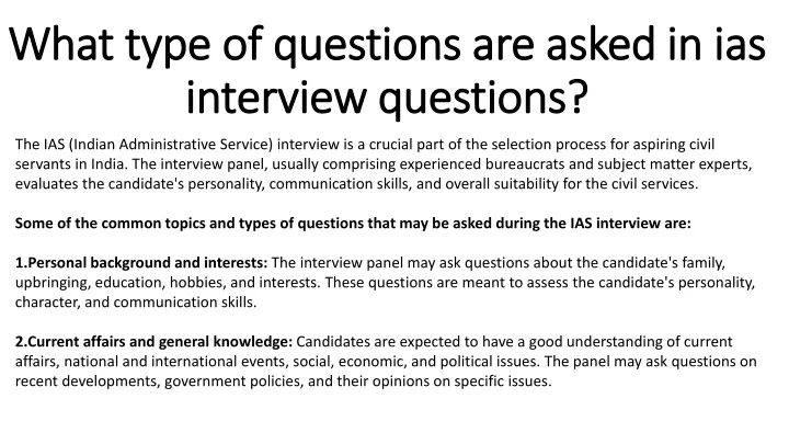 what type of questions are asked in ias interview questions