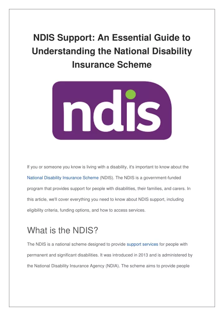 ndis support an essential guide to understanding