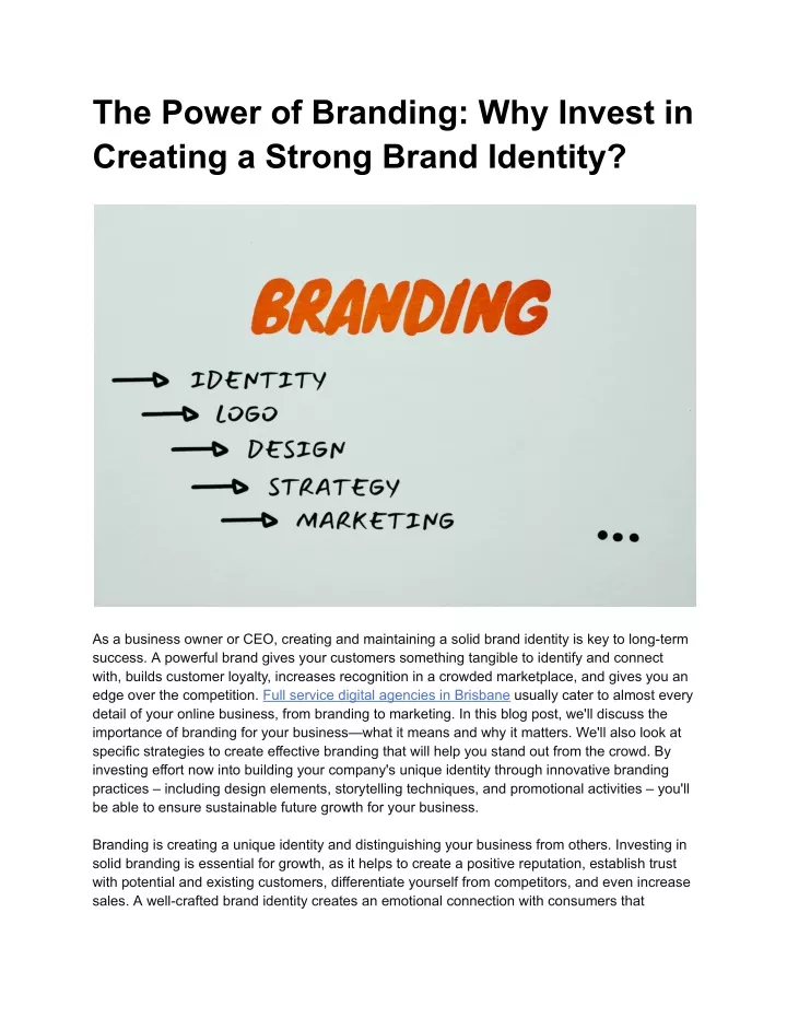 the power of branding why invest in creating