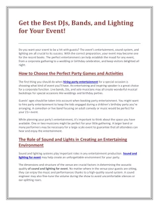 get the best djs bands and lighting for your event