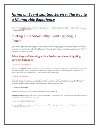 hiring an event lighting service
