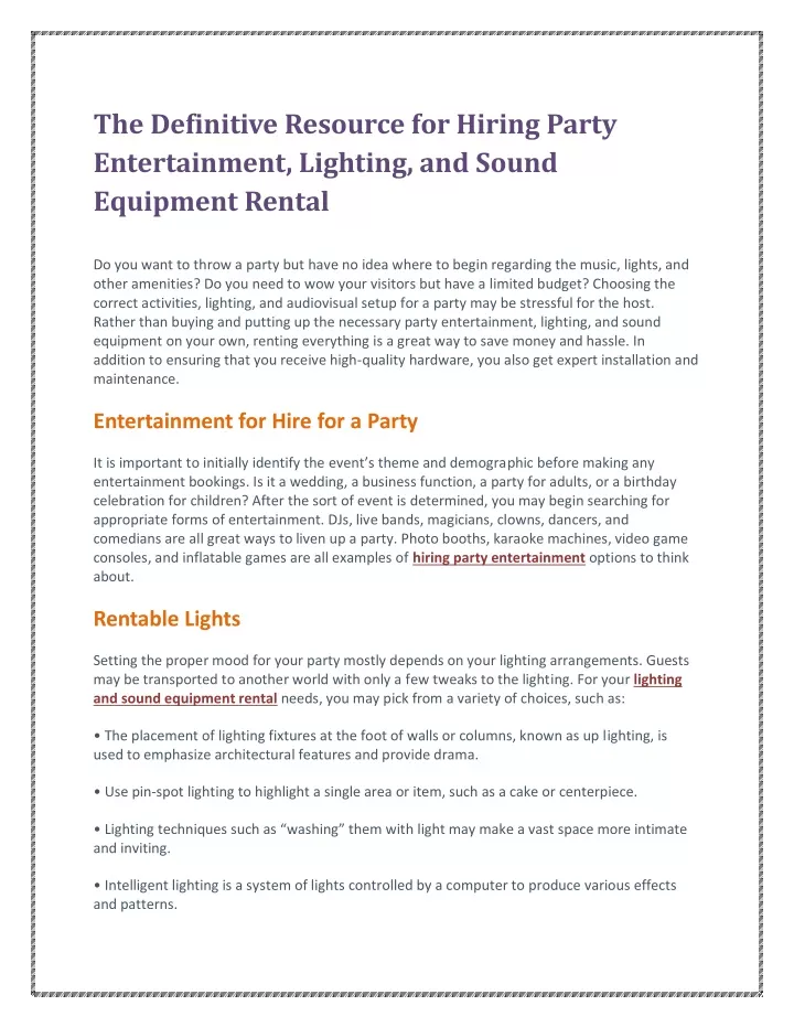 the definitive resource for hiring party