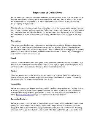 importance of online news