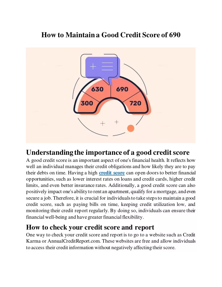 how to maintain a good credit score of 690