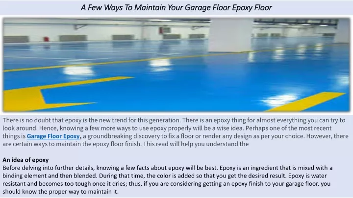 a few ways to maintain your garage floor epoxy floor