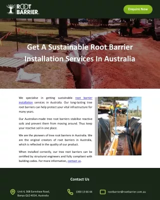 Get A Sustainable Root Barrier Installation Services In Australia