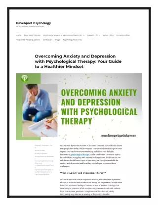 Overcoming Anxiety and Depression with Psychological Therapy