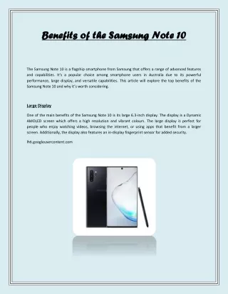 Benefits of the Samsung Note 10